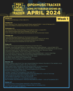 PGH Local Music Tracker April 1-14